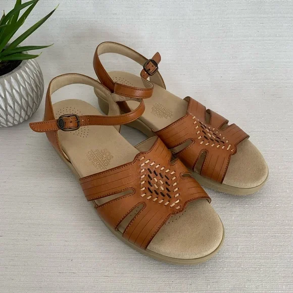 SAS Shoes Sas Huarache Tan Leather Ankle Strap Orthotics